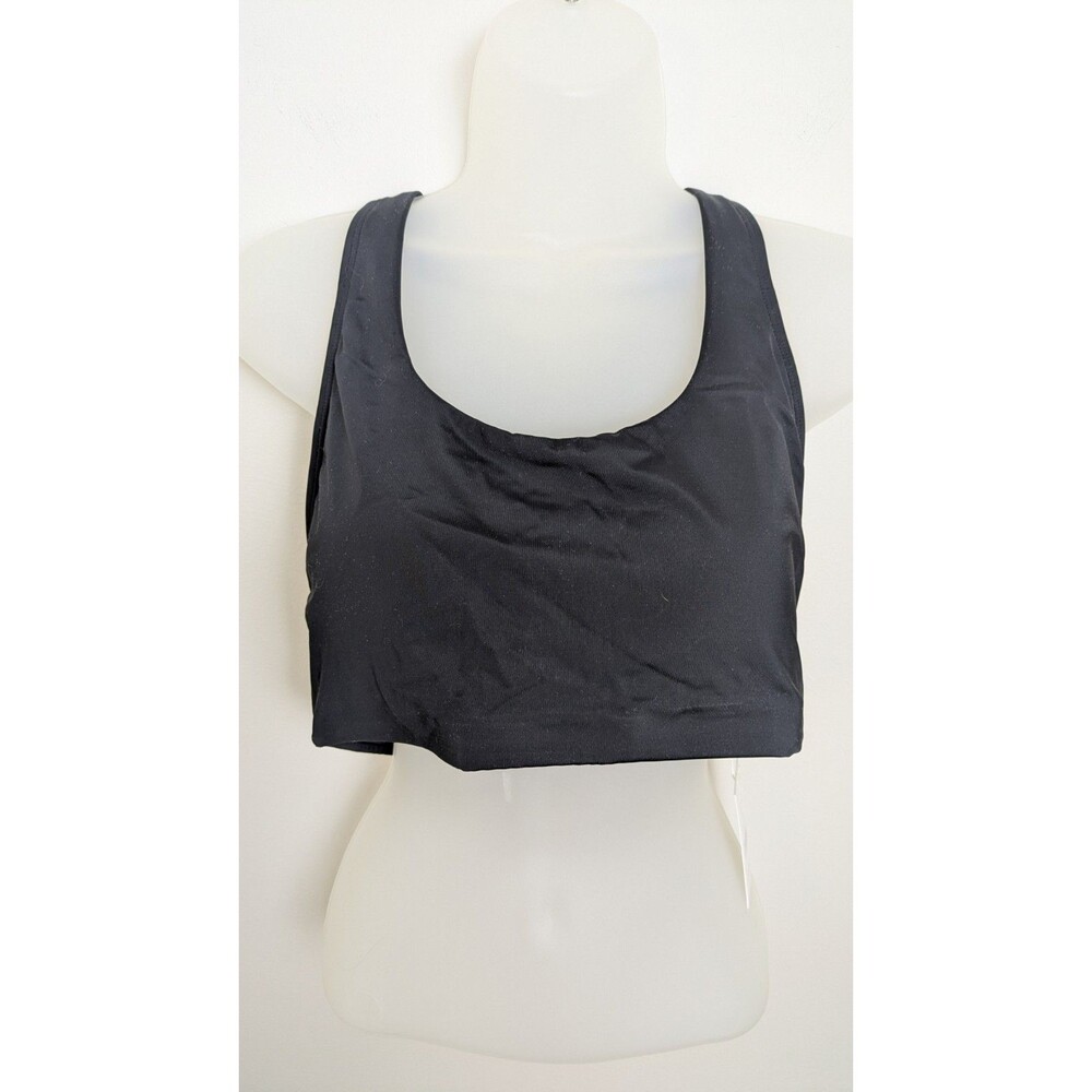 Andie Swim The Caledonia Bikini Top Athletic Cross Strap Soft Cup Black SZ L NWT